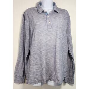 Faherty Men's Long‎ Sleeve Polo Shirt Size L Coastal Minimalist Indigo